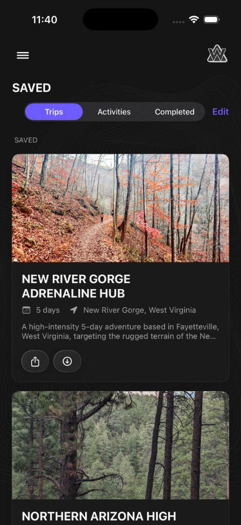 Wally — saved trips